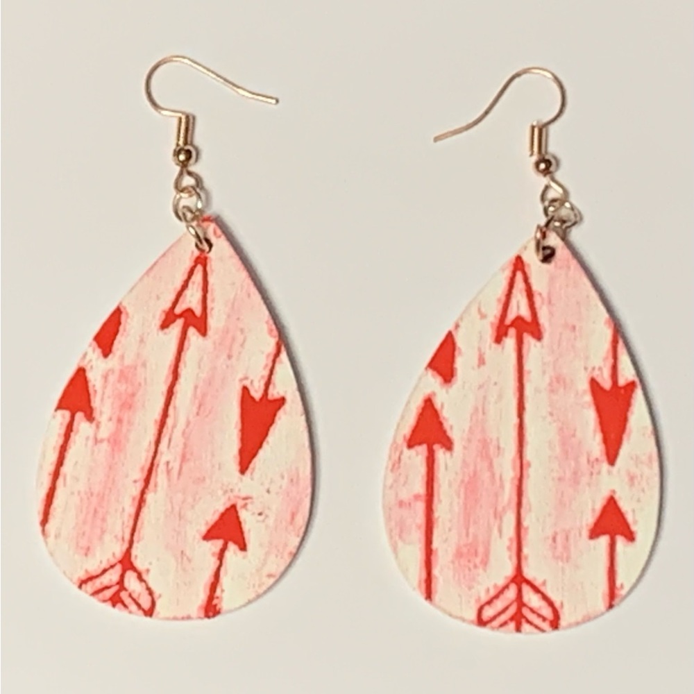Wooden teardrop earrings